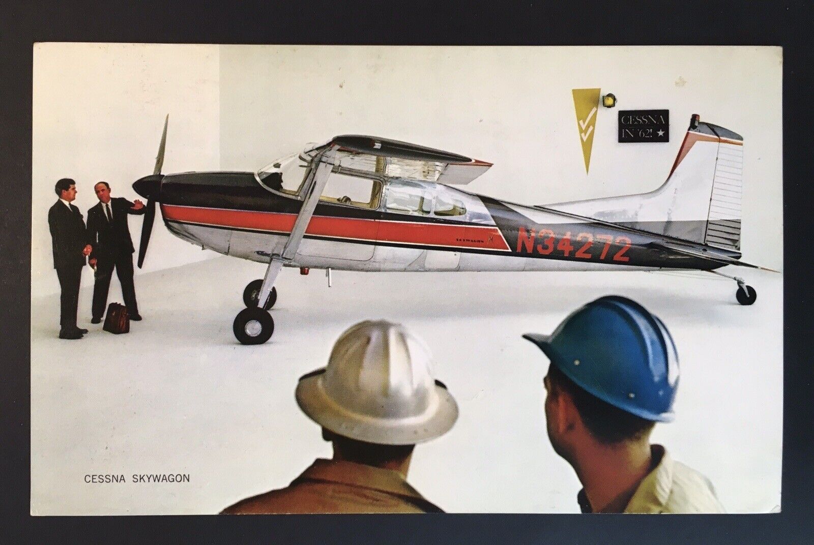 Vintage 1962 Cessna Skywagon Airplane  Dealer's Promotional Large Postcard