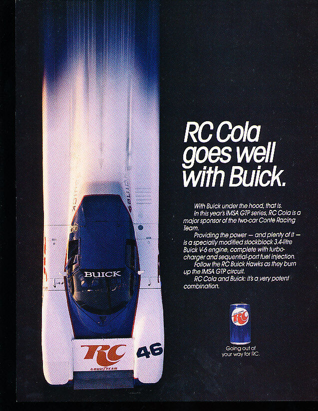 1986 Buick Race Hawk RC Cola Soda Advertisement Print Car Art Ad D151