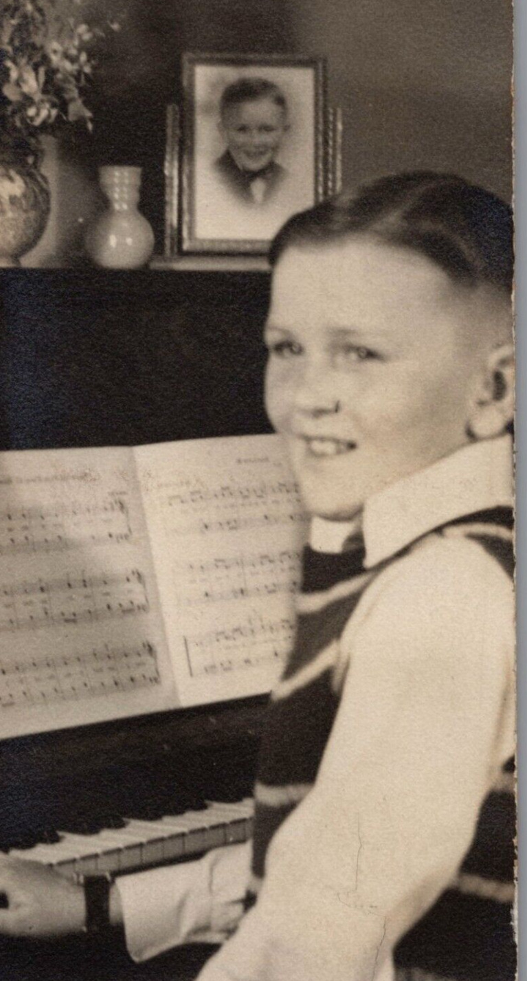 6J Photograph Boy Playing Piano Portrait 1930-40\'s Artistic POV View 