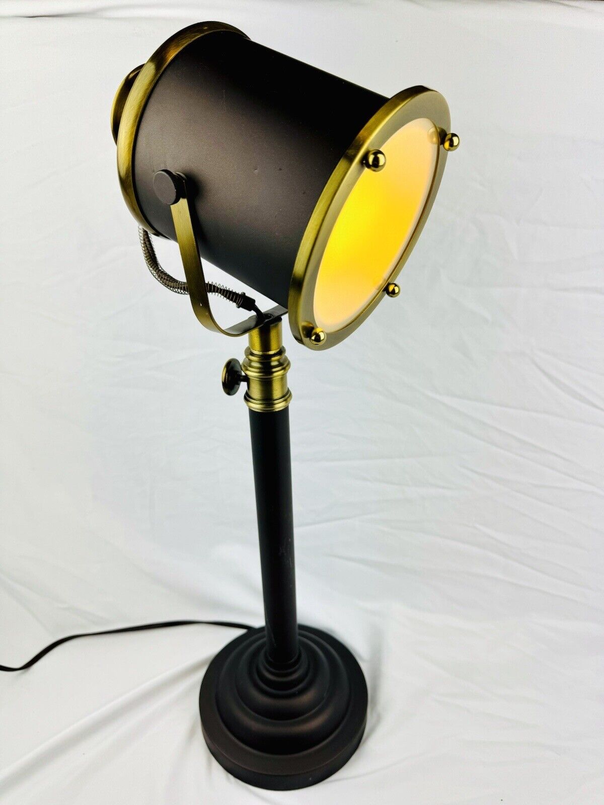 Jimco Manufacturing Spotlight Table Lamp. Brown & Brass Telescoping Desk Lamp