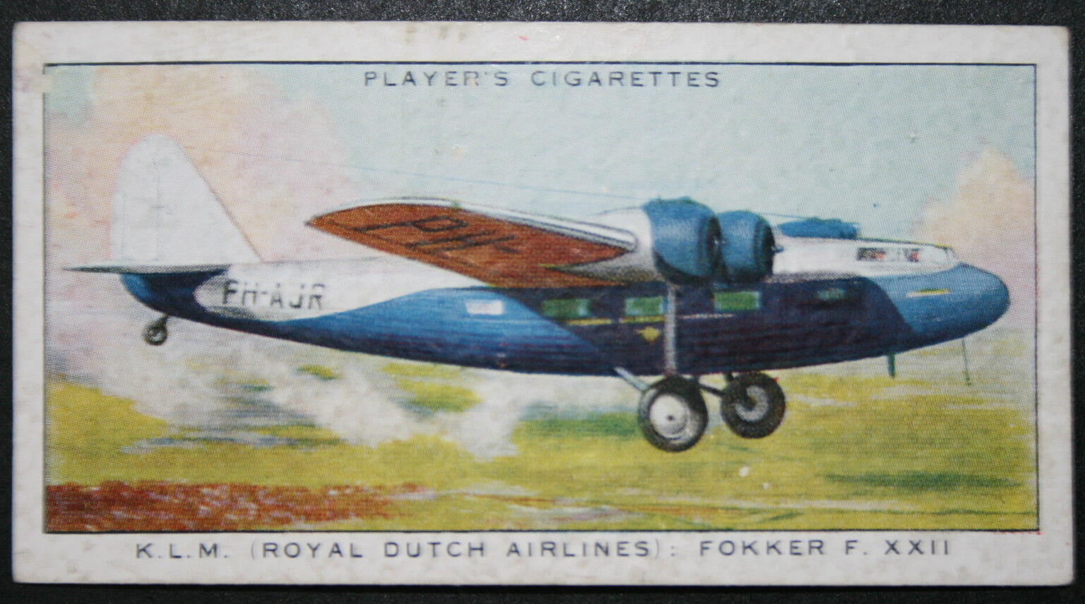 KLM  Fokker  F. XX11 Airliner   Original 1930\'s Aviation Card KB09M