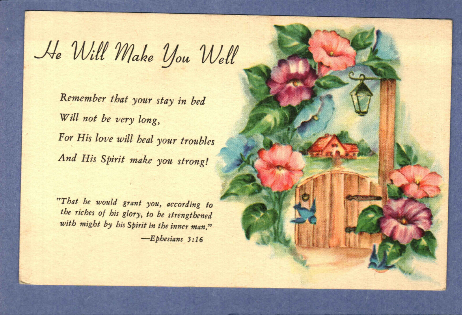 Postcard Religious He Will Make You Well - Get Well Card Ephesians 3:16
