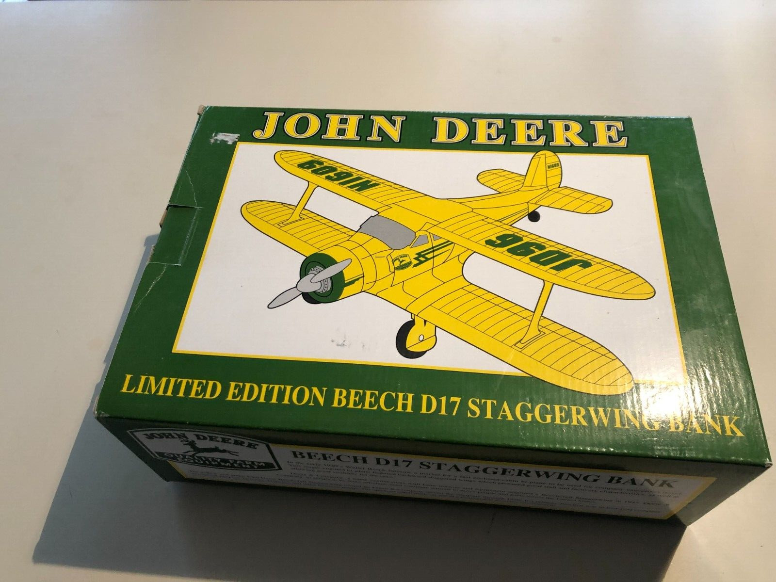 Limited Edition 1996 Beech D17 Staggerwing John Deere Airplane Bank By SpecCast