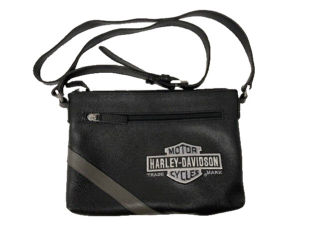 Genuine Harley Davidson Black Leather Shoulder Purse Bag