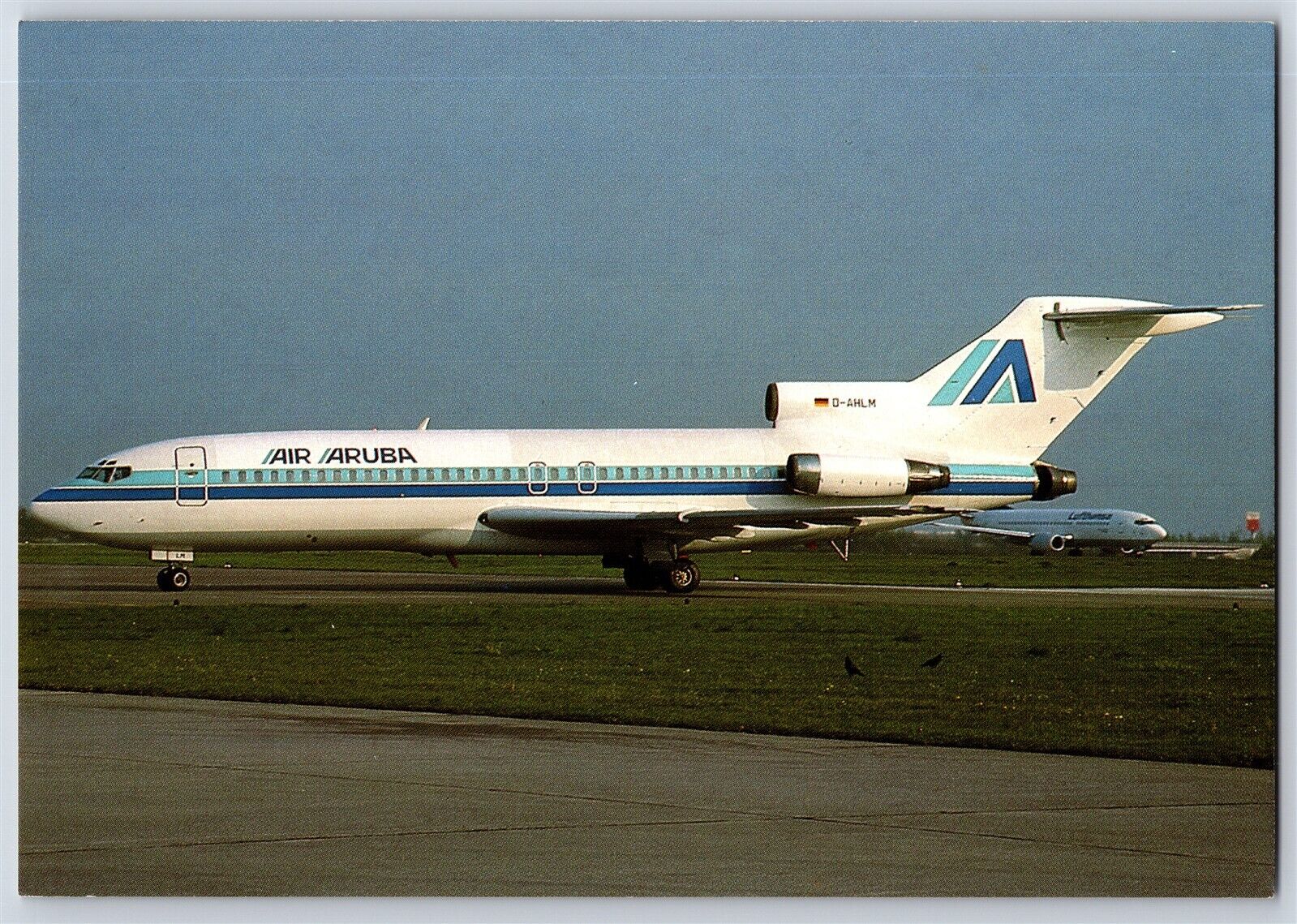 Airplane Postcard Air Aruba Airlines Boeing 727-81 D-AHLM in Hannover CA9