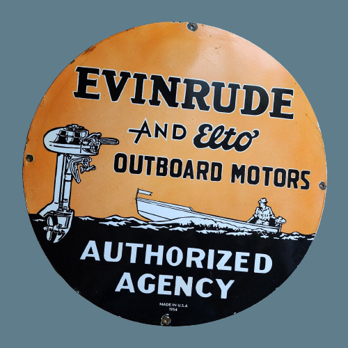 PORCELIAN EVINRUDE AND ELTO OUTBOARD ENAMEL SIGN SIZE 30X30 INCHES