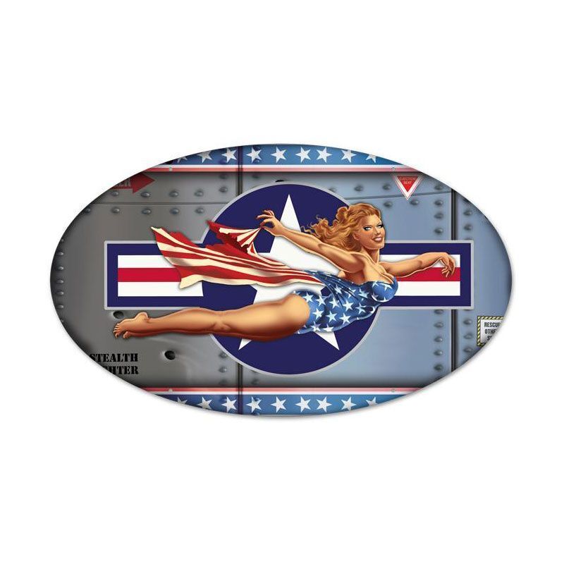 SEXY PINUP GIRL AMERICAN FLAG OUTFIT PLANE 24\