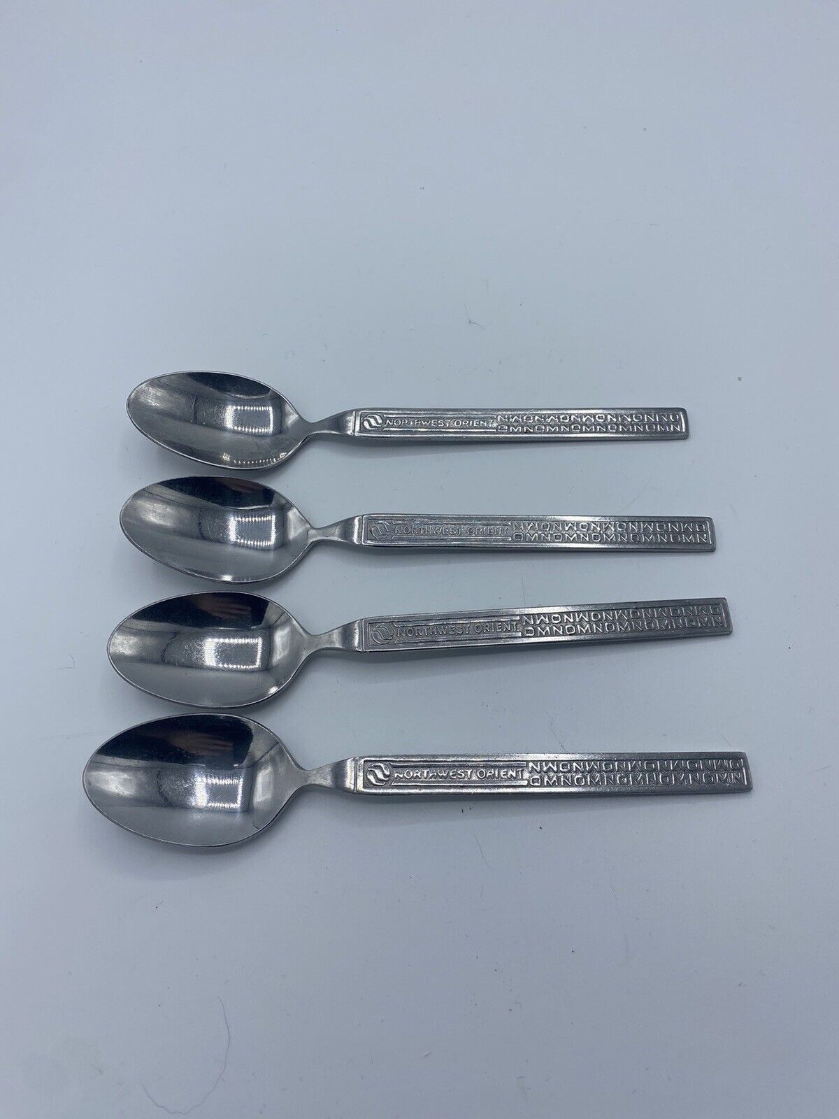 Vintage Northwest Orient Airlines Stainless Steel Dining Spoon 6.5” Set Of 4