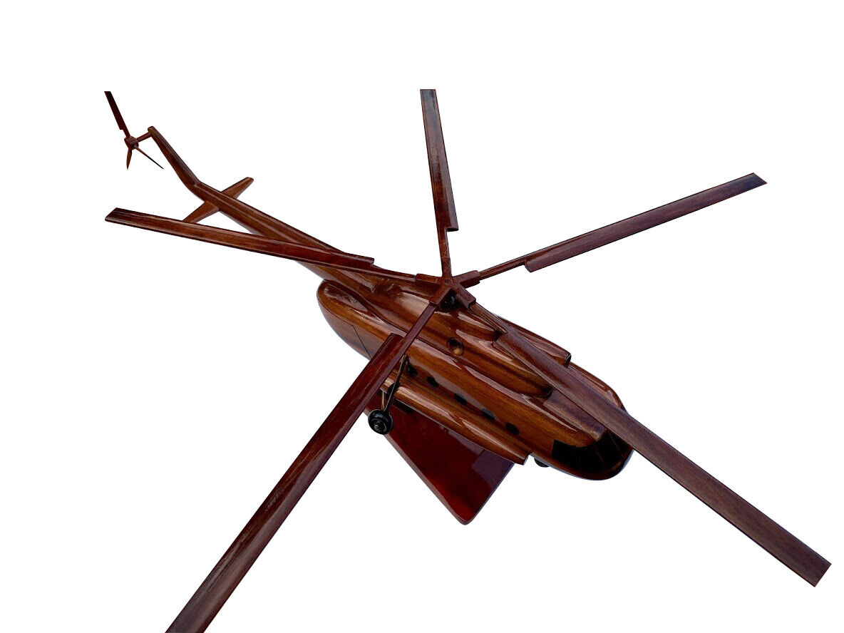 MI17 Mahogany Wood Desktop Helicopter Model