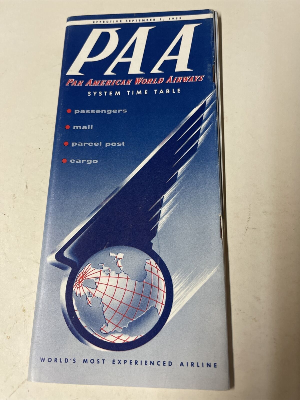 Pan American September 1955 AIRLINE TIMETABLE SCHEDULE Brochure flight Map