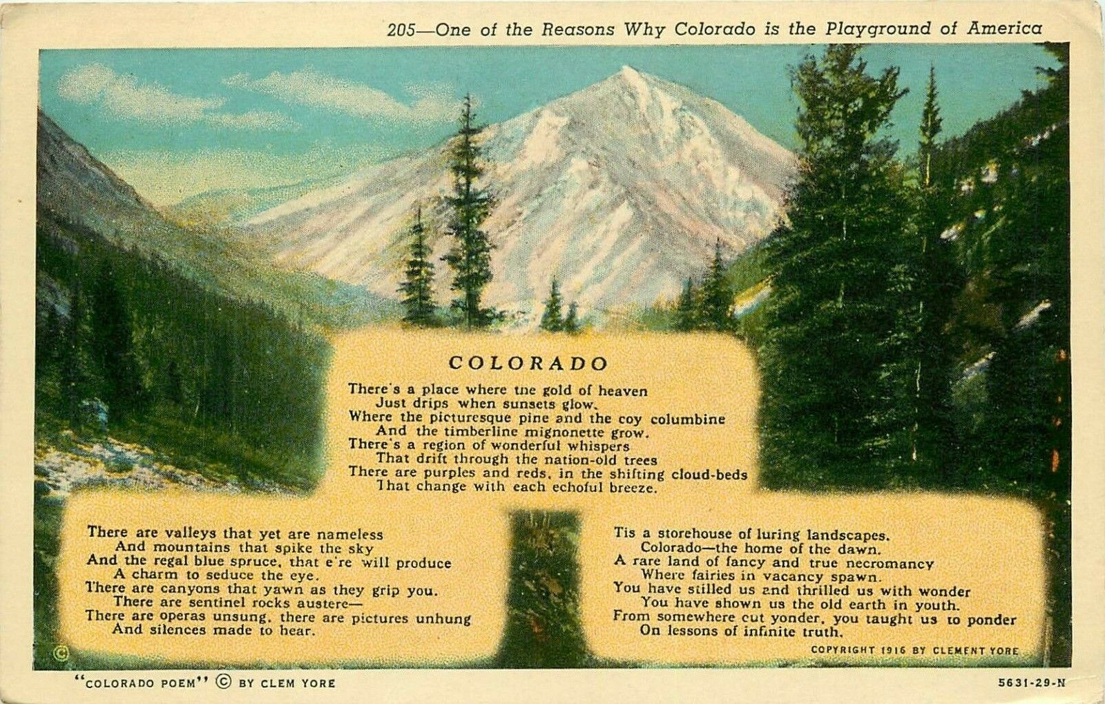 Greetings from Colorado Land of Mighty Mountains pm 1950 Postcard