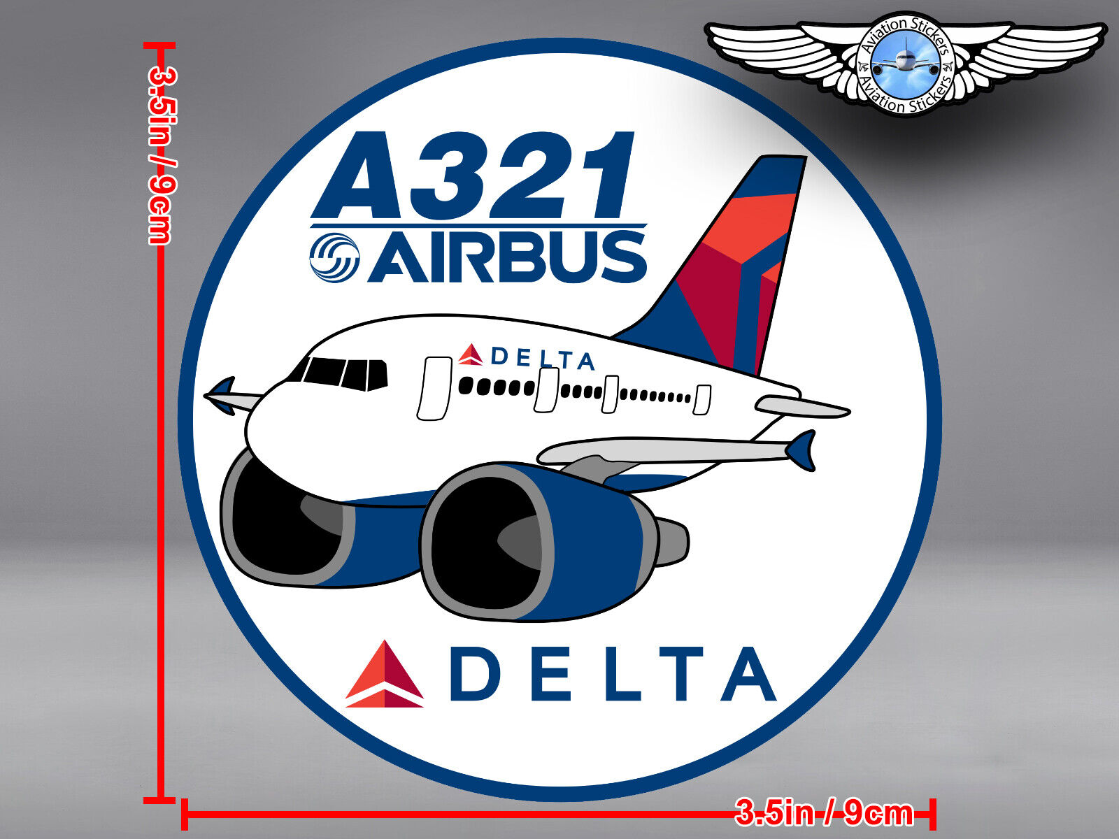 DELTA AIR LINES ROUND PUDGY AIRBUS A321 A 321 DECAL / STICKER