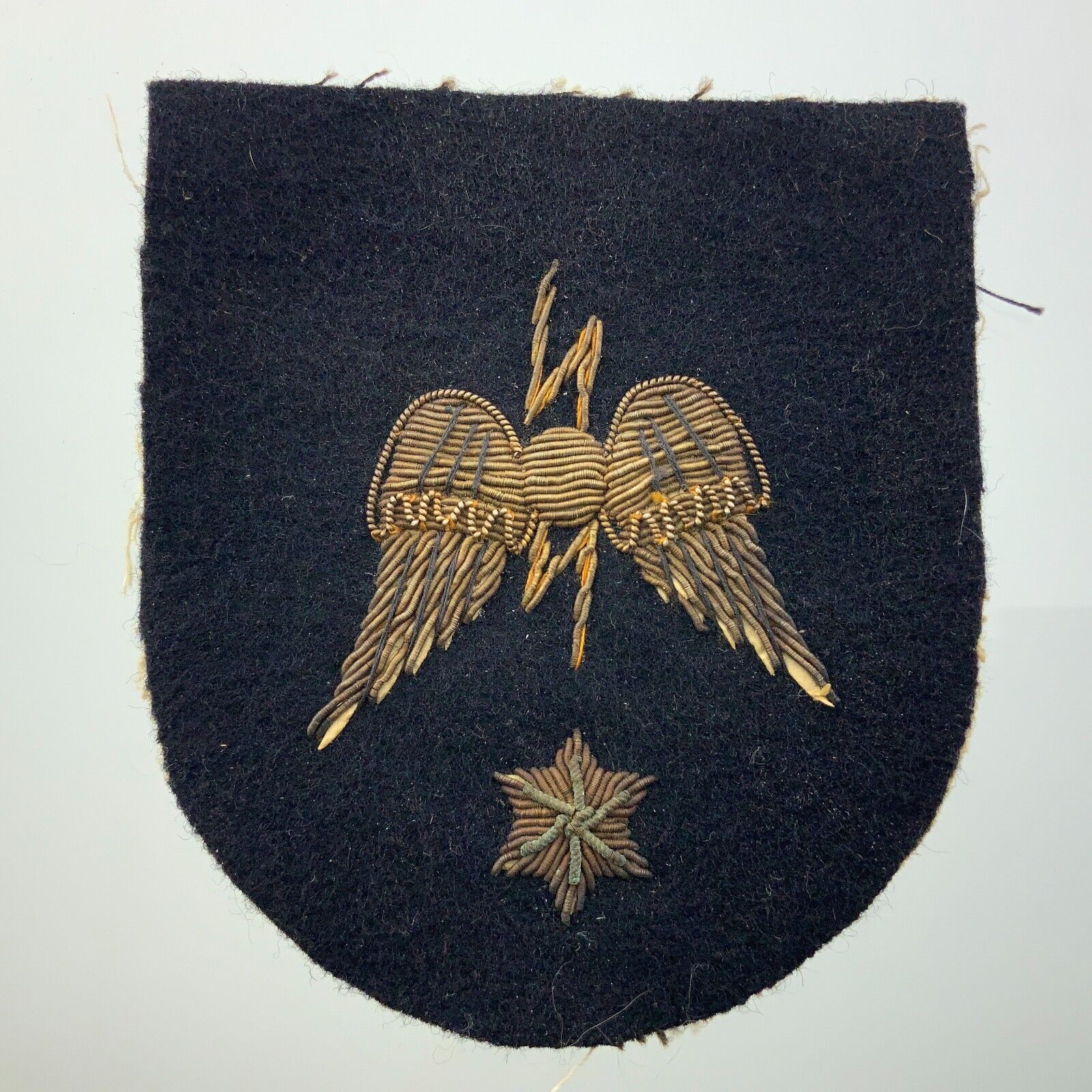 WWII Military Patch Hand Sewn Angel Wings Lightning Strike Fabric Patch EE768