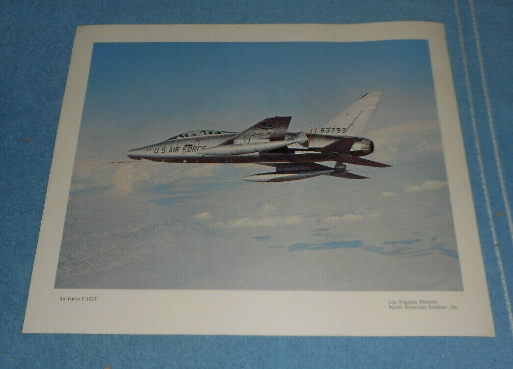 Vintage NAA North American Aviation Print Air Force F-100F Super Sabre Aircraft