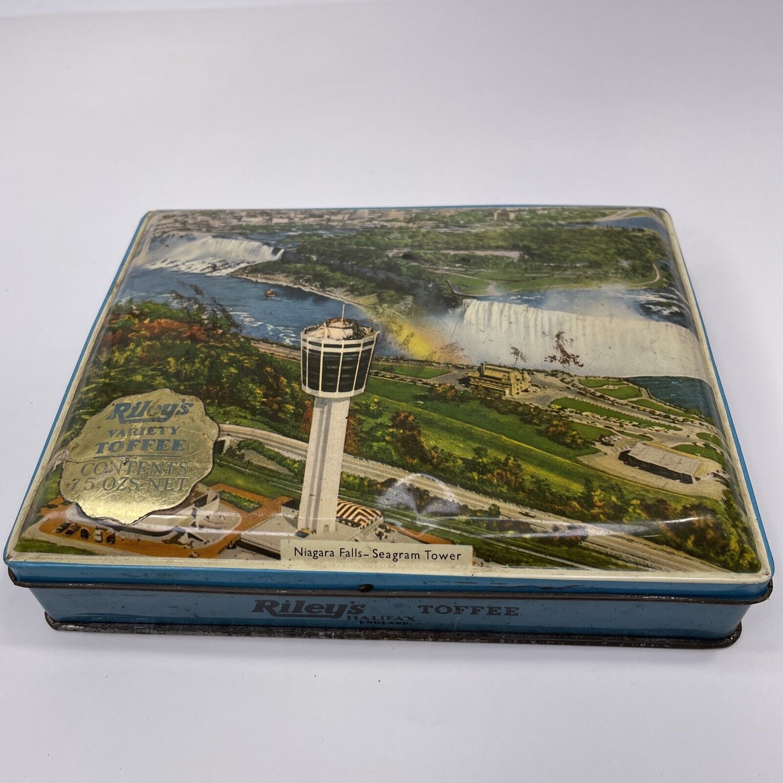 Vintage 1960’s Riley’s Toffee Empty Tin Made England Seagram Tower Niagara Falls