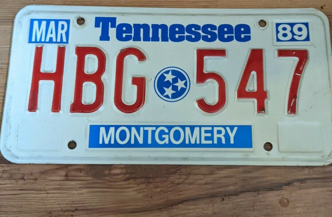 1989 Tennessee License Plate Montgomery County prl