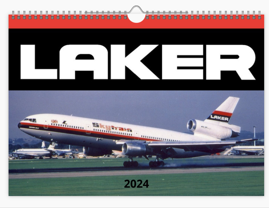 LAKER AIRWAYS TRIBUTE 2024 Wall Calendar A4 Landscape Personalised