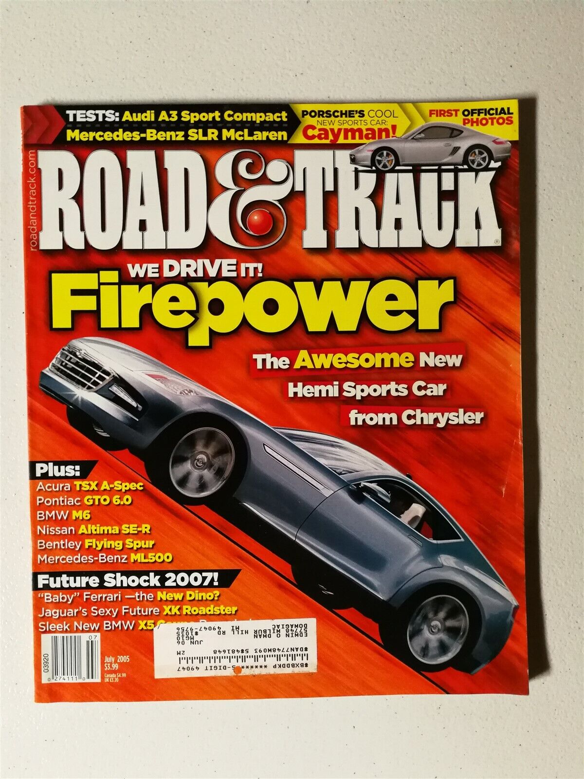 Road & Track July 2005 - Chrysler Firepower - Merces-Benz SLR McLaren - BMW M6
