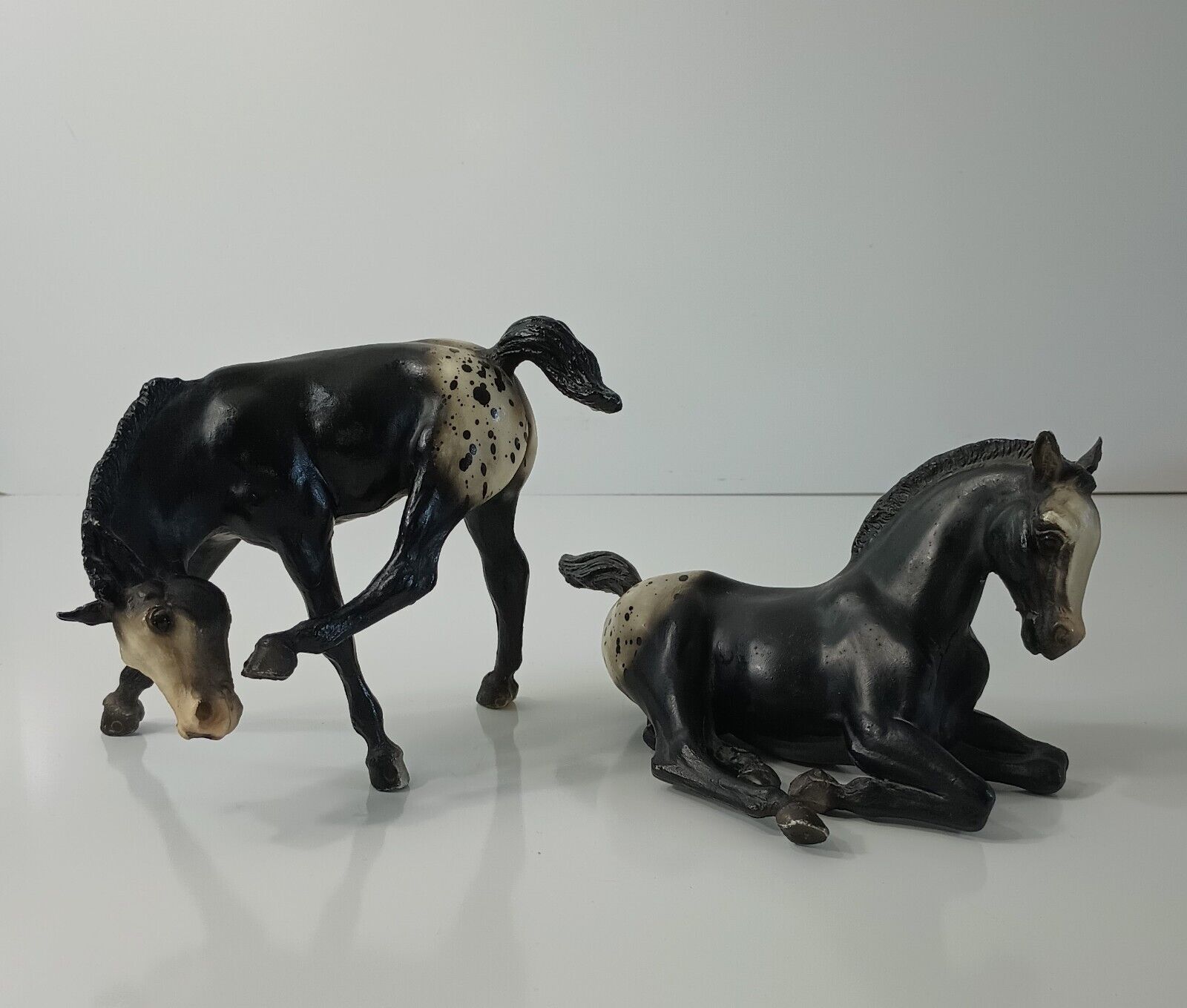 Vintage Breyer Horse Appaloosa Figures Two Black White Spotted Preowned Collect