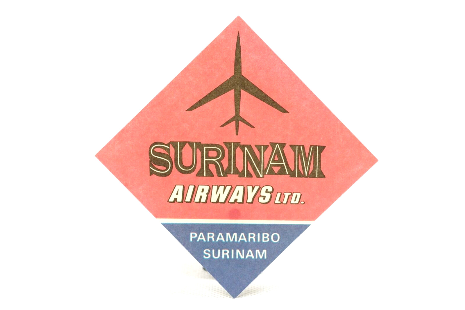 Surinam Airways Ltd Airline Luggage Label Tag MINTY UNUSED 1950's