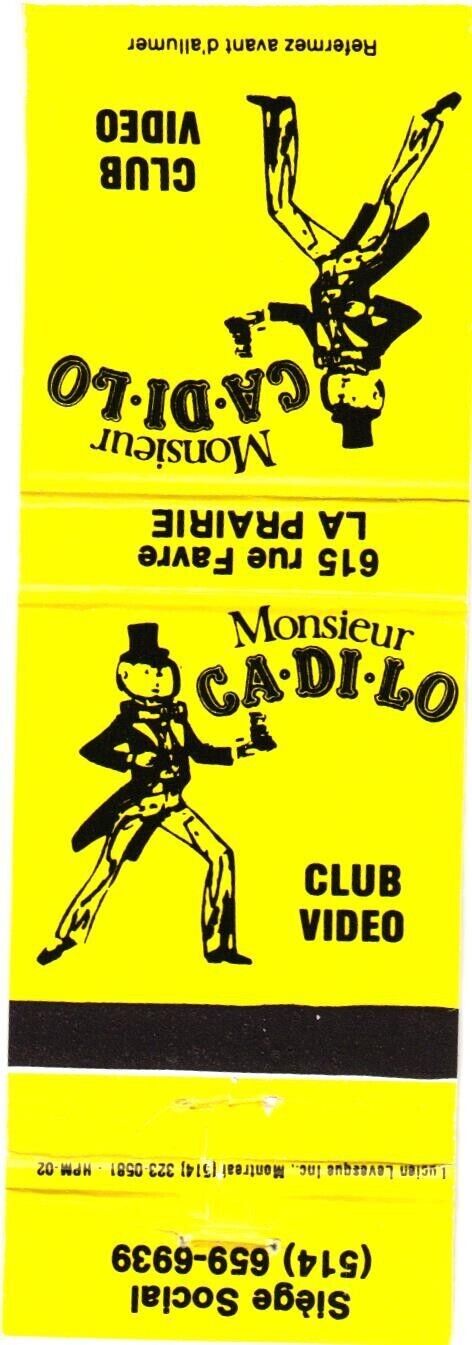 La Prairie, Quebec Monsieur Ca-di-lo Club Video Vintage Matchbook Cover