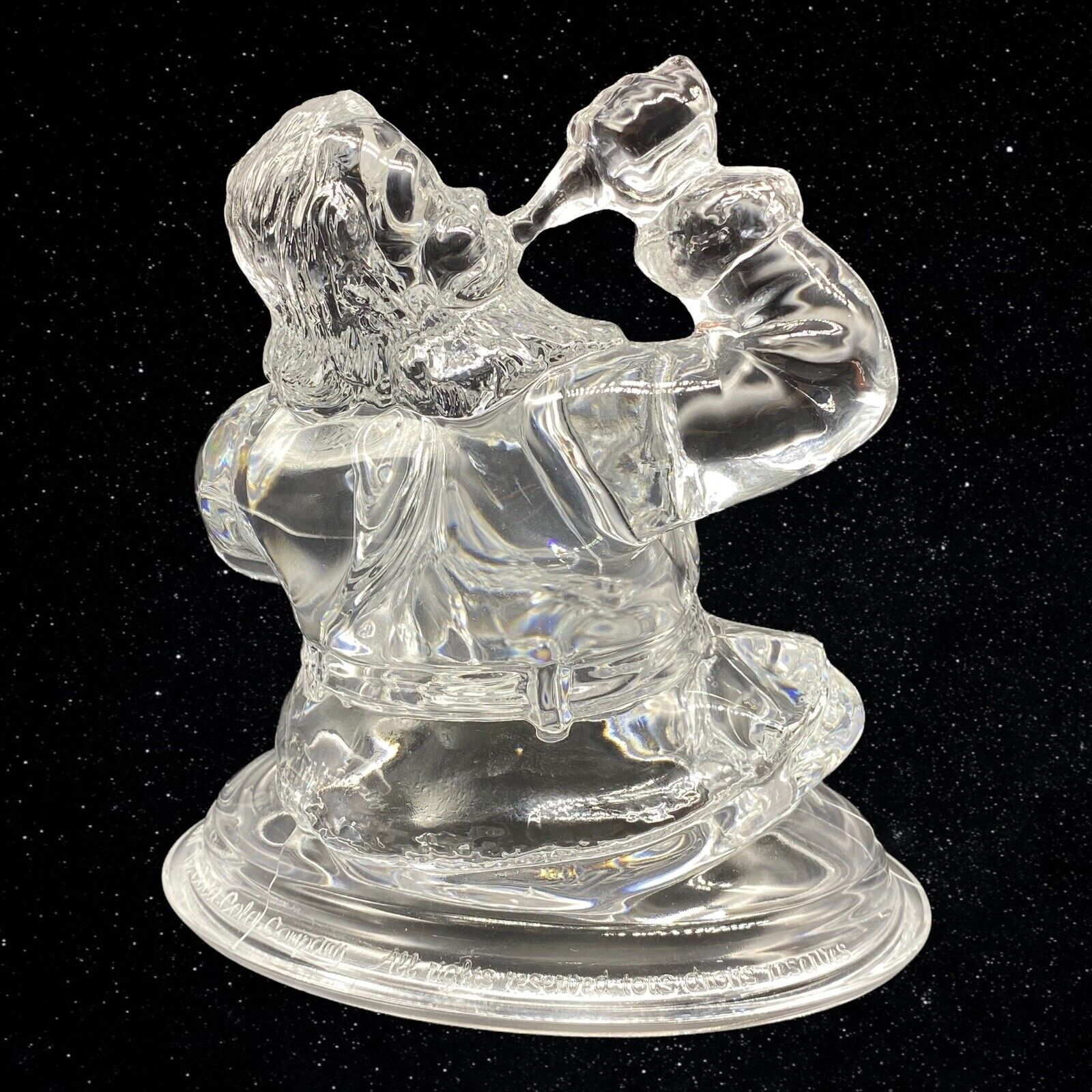 Vintage 1997 Coca Cola Santa Claus Art Glass Crystal Figurine Christmas 5”T 5”W