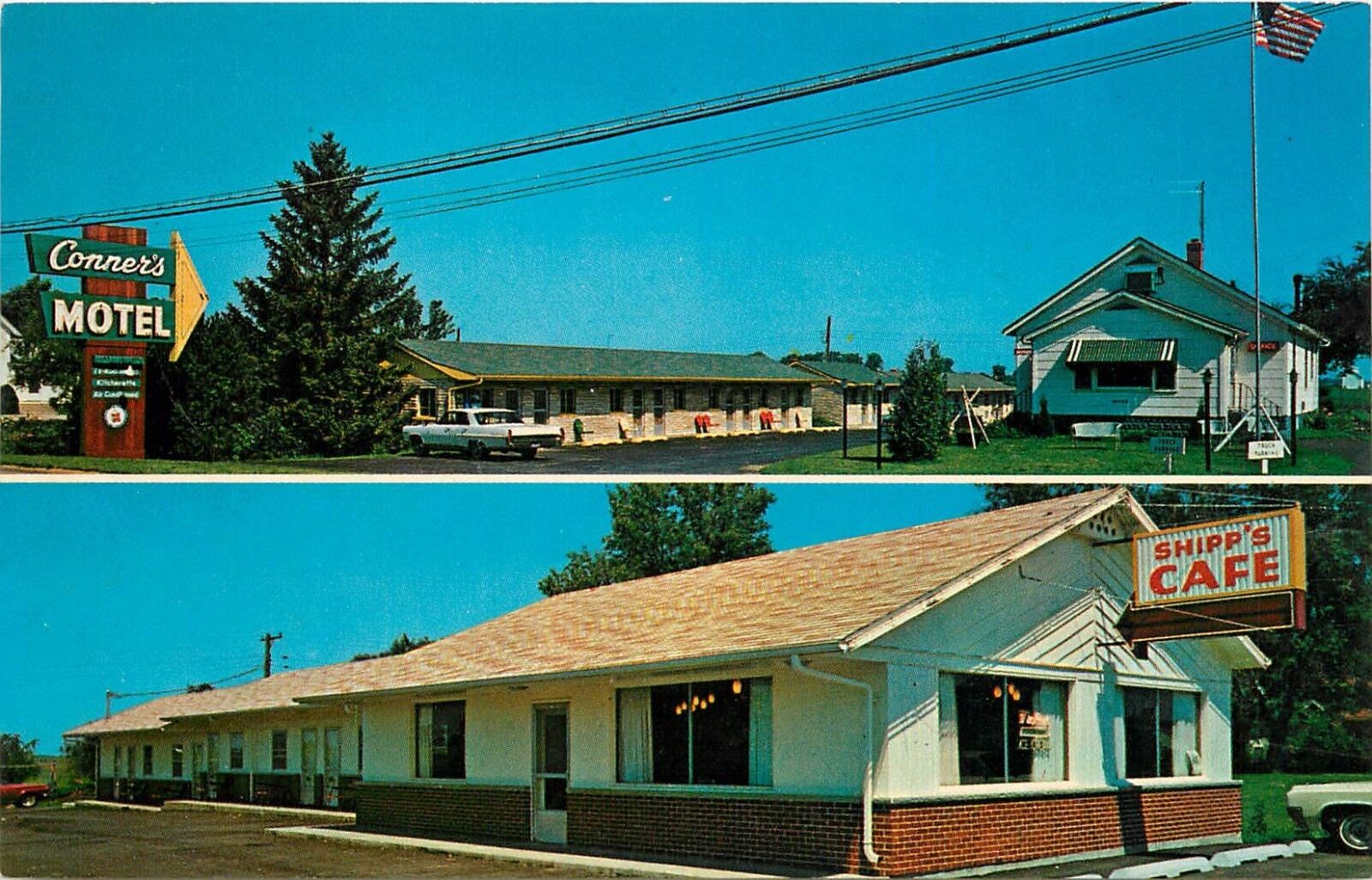 Conners New Motel Rockford Illinois IL old cars Postcard