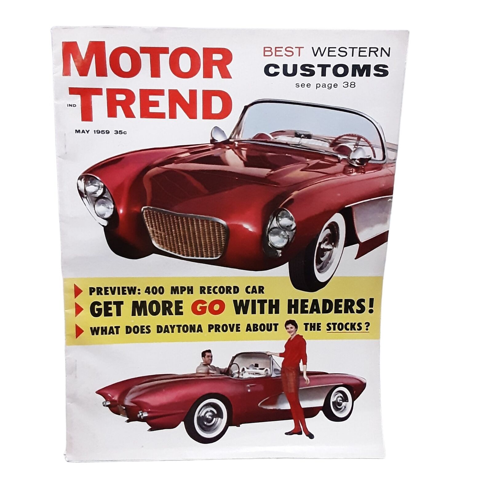Motor Trend Magazine May 1959 Daytona Corvette Ford Buick Olds Fiat