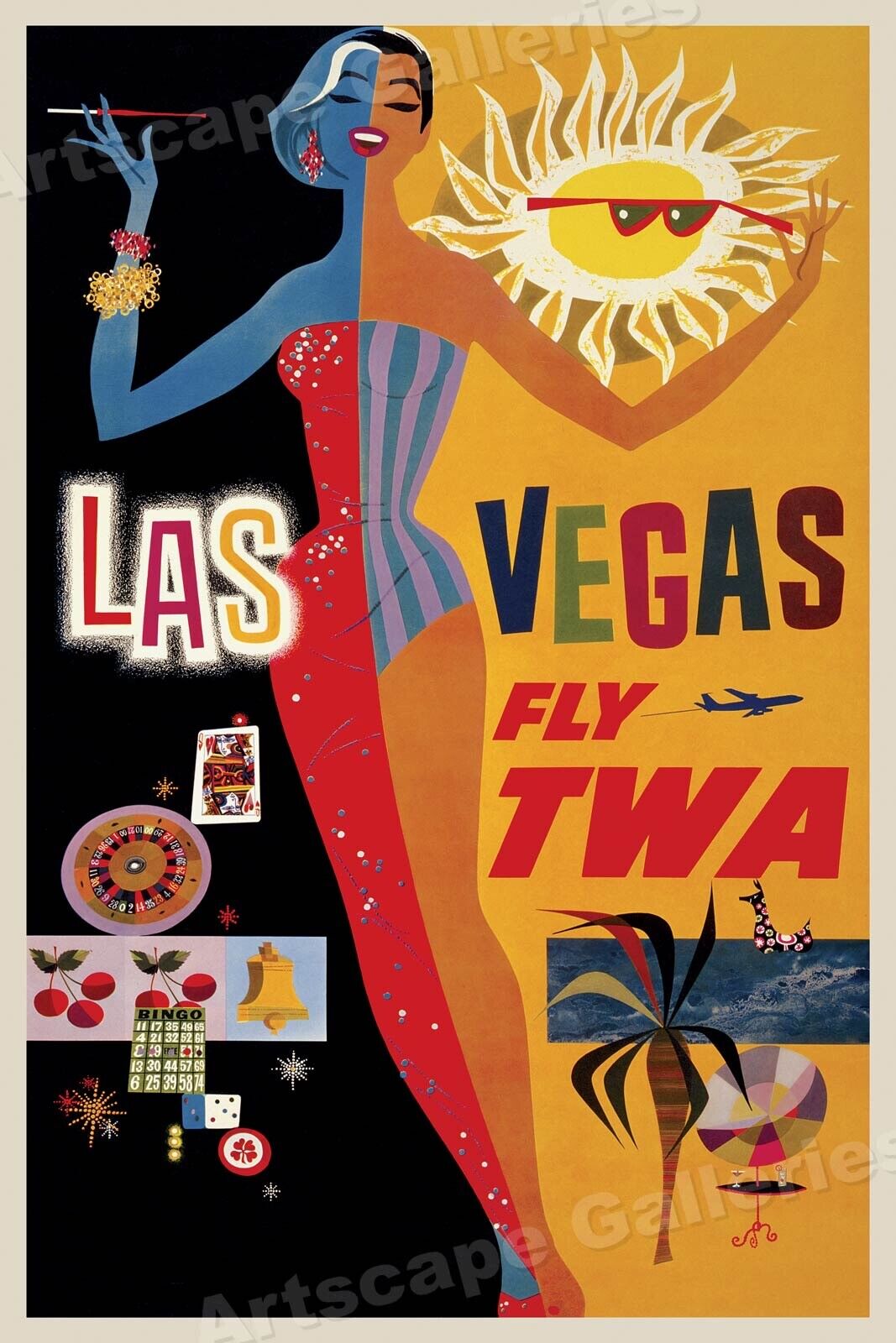 Visit Las Vegas - Vintage Style Travel Poster - 16x24