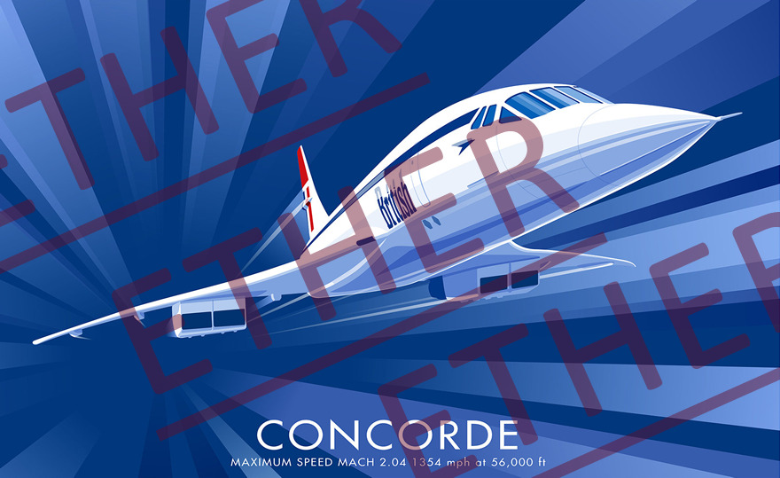 Aerospatiale BAC Concorde Speed Bird Aircraft Art Illustration Prints 