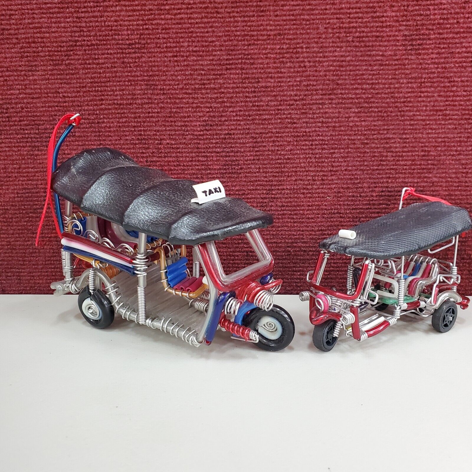 Set Of 2 Thai car Souvenir Tuk Tuk Model Gifts Toy Taxi Handmade Vintage