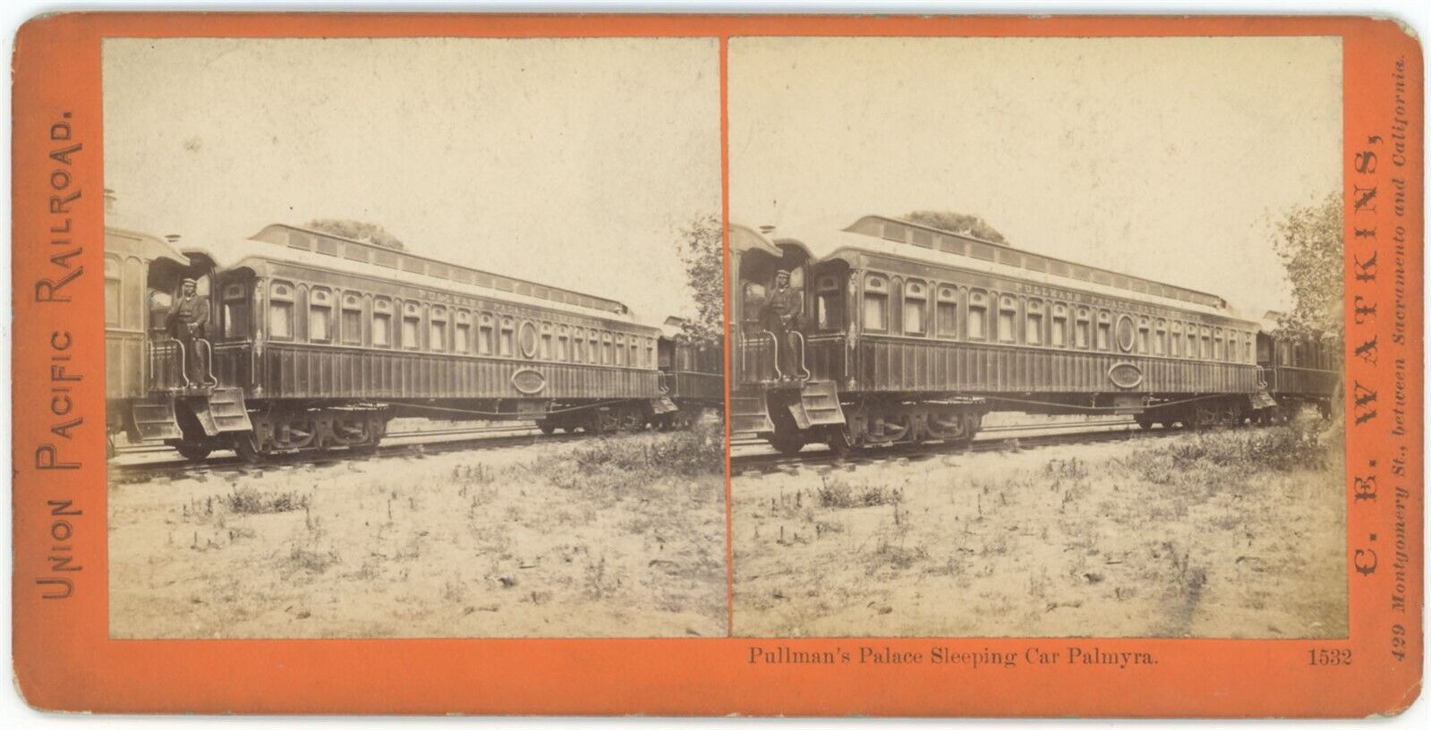 CALIFORNIA SV - CPRR - Pullman Palace Sleeping Car - Watkins 1870s