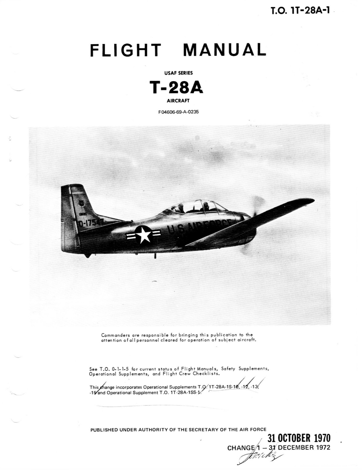 154 Page 1970 1972 AF T-28 A Trojan Trainer T.O. 1T-28A-1 Flight Manual on CD