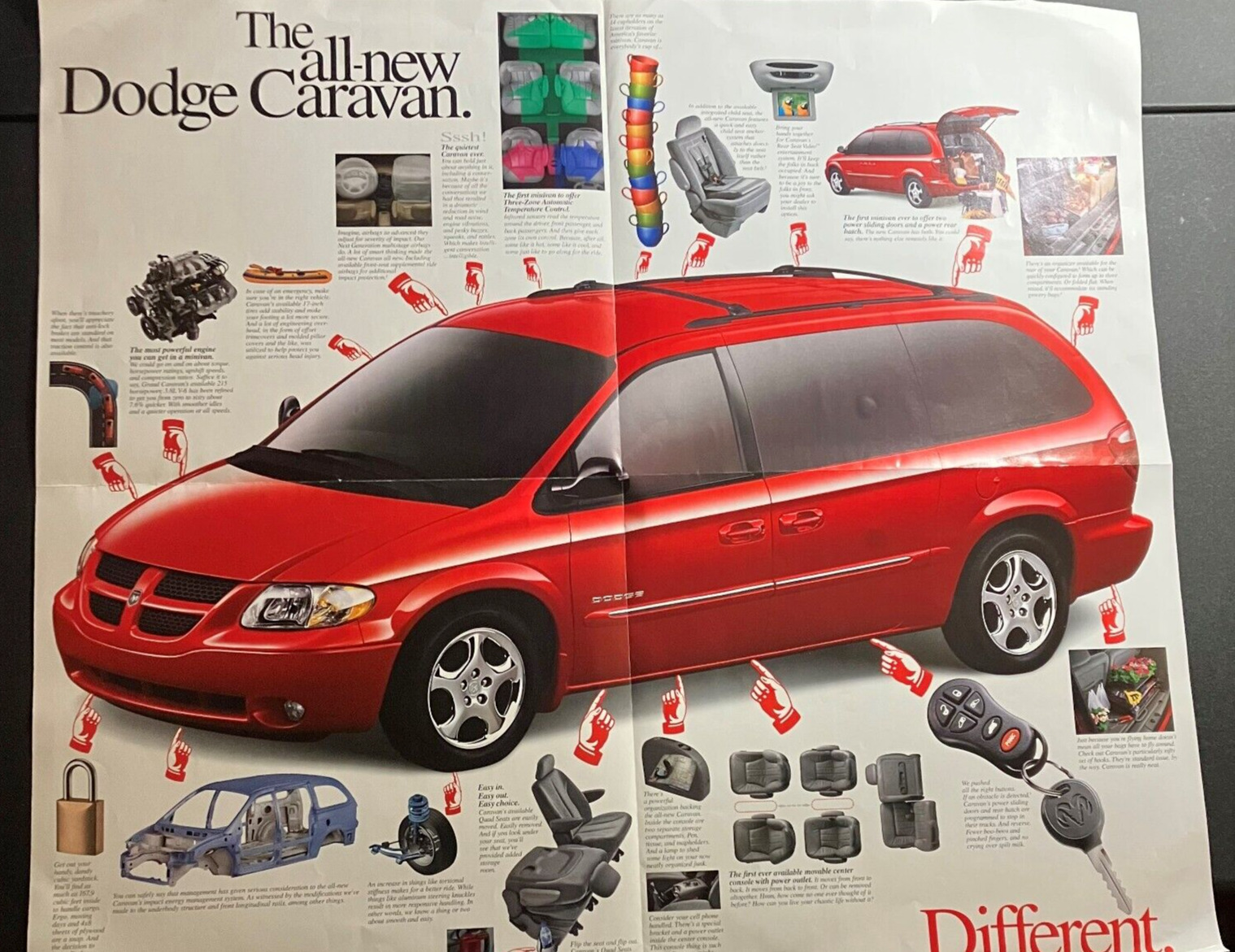 2000 Dodge Caravan - Large Vintage Double-Sided Automotive Sales Brochure Poster