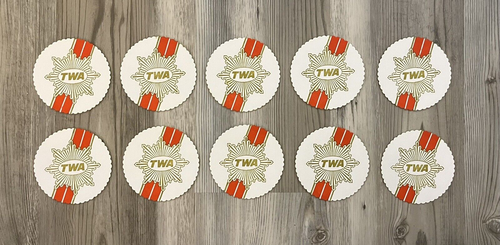 Vintage NOS Lot 10 TWA Trans World Airlines Cardboard Coasters