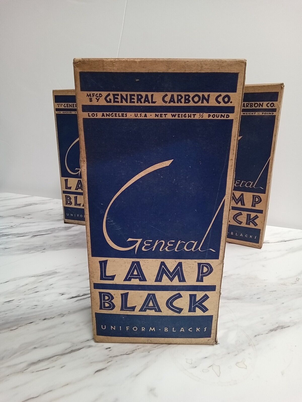 Vintage General Carbon Co. Lamp Black Powder Pigment 1/2 lb box ~ Tint, Dye,