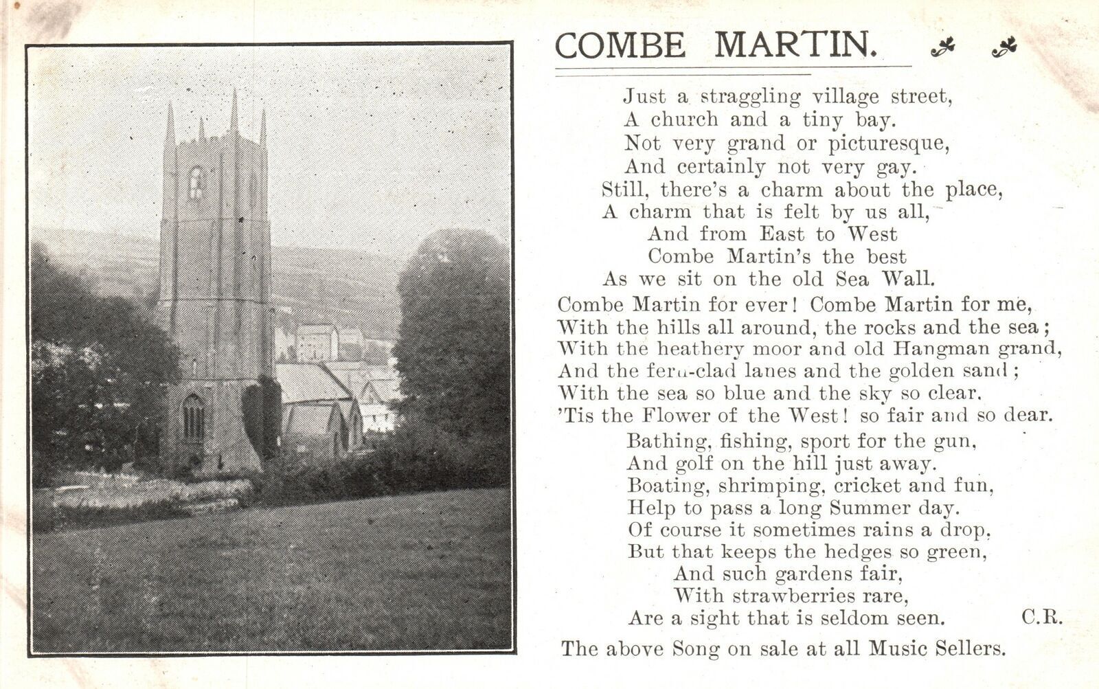 Vintage Postcard 1910\'s Combe Martin Village Civil Parish Devon England UK