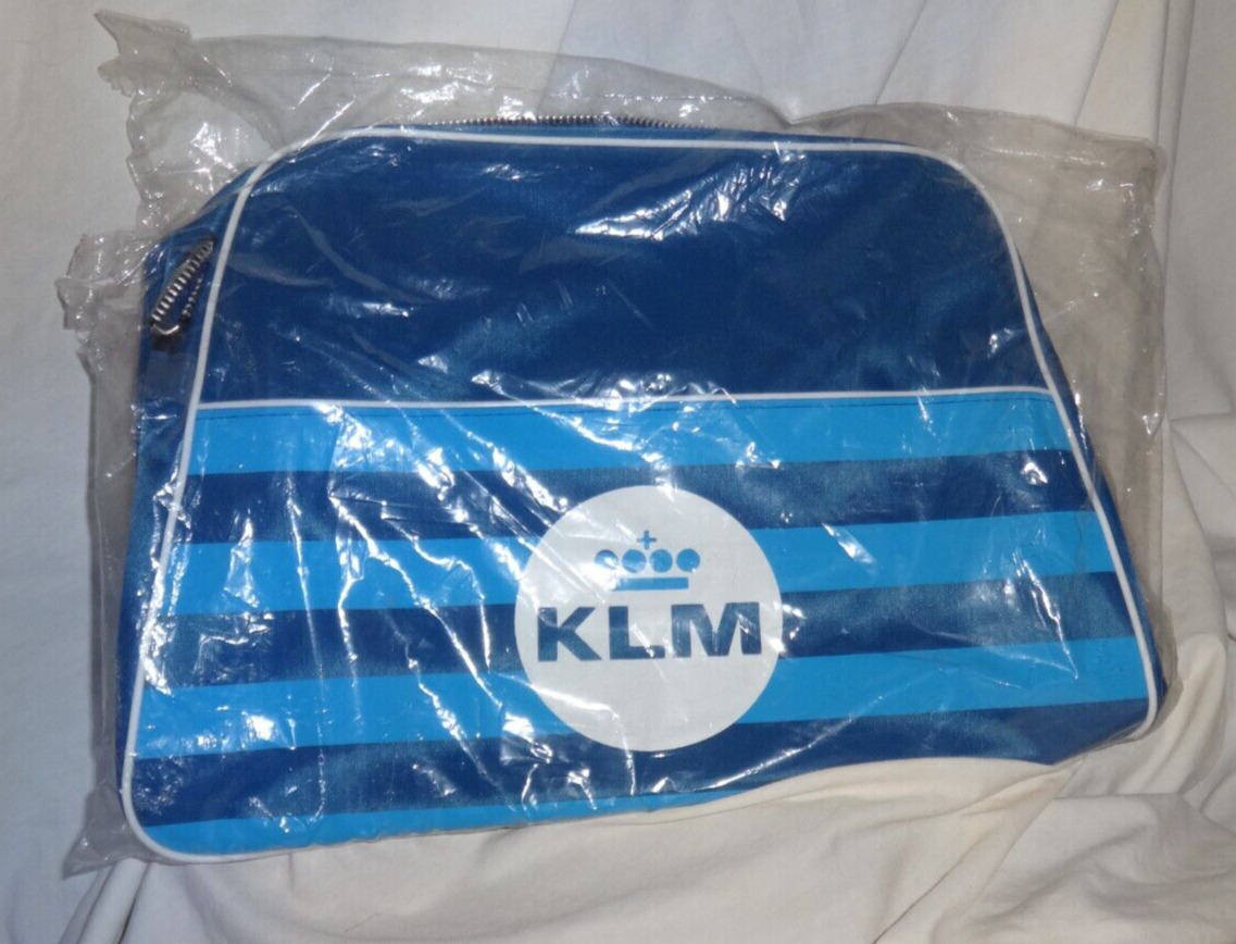 VTG KLM ROYAL DUTCH AIRLINES CARRY ON STRIPED SIZED FABRIC TOTE BAG new