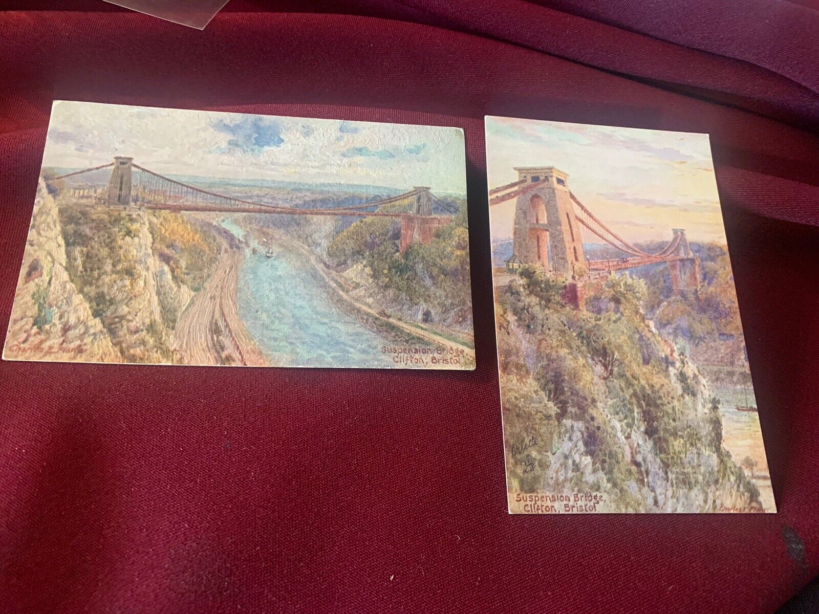 Clifton Suspension Bridge Rare Tuck Postcards Oilfacsim/Oilette Charles Flowers