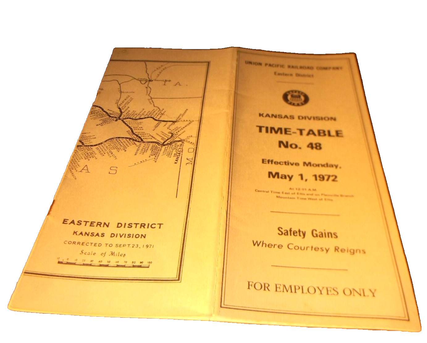 MAY 1972 UNION PACIFIC KANSAS DIVISION EMPLOYEE TIMETABLE #48