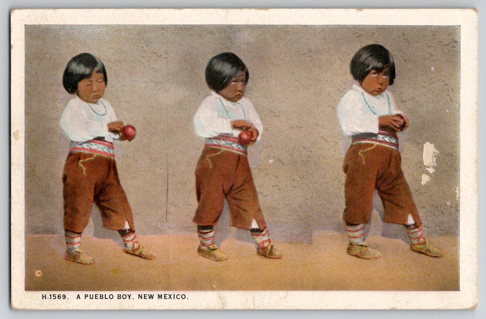 Pueblo Native American Boy New Mexico NM Fred Harvey 1569 Postcard c1910's