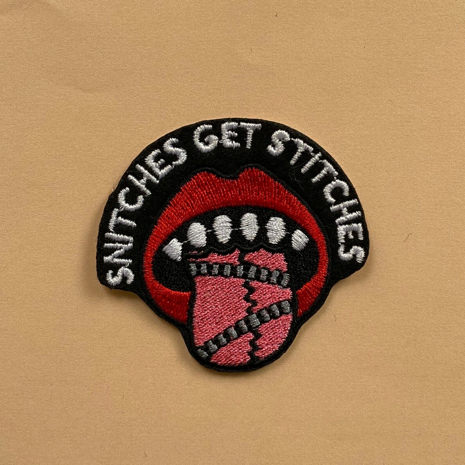 Iron on Patch - Snitches Get Stitches Embroidered Hip Hop Rap