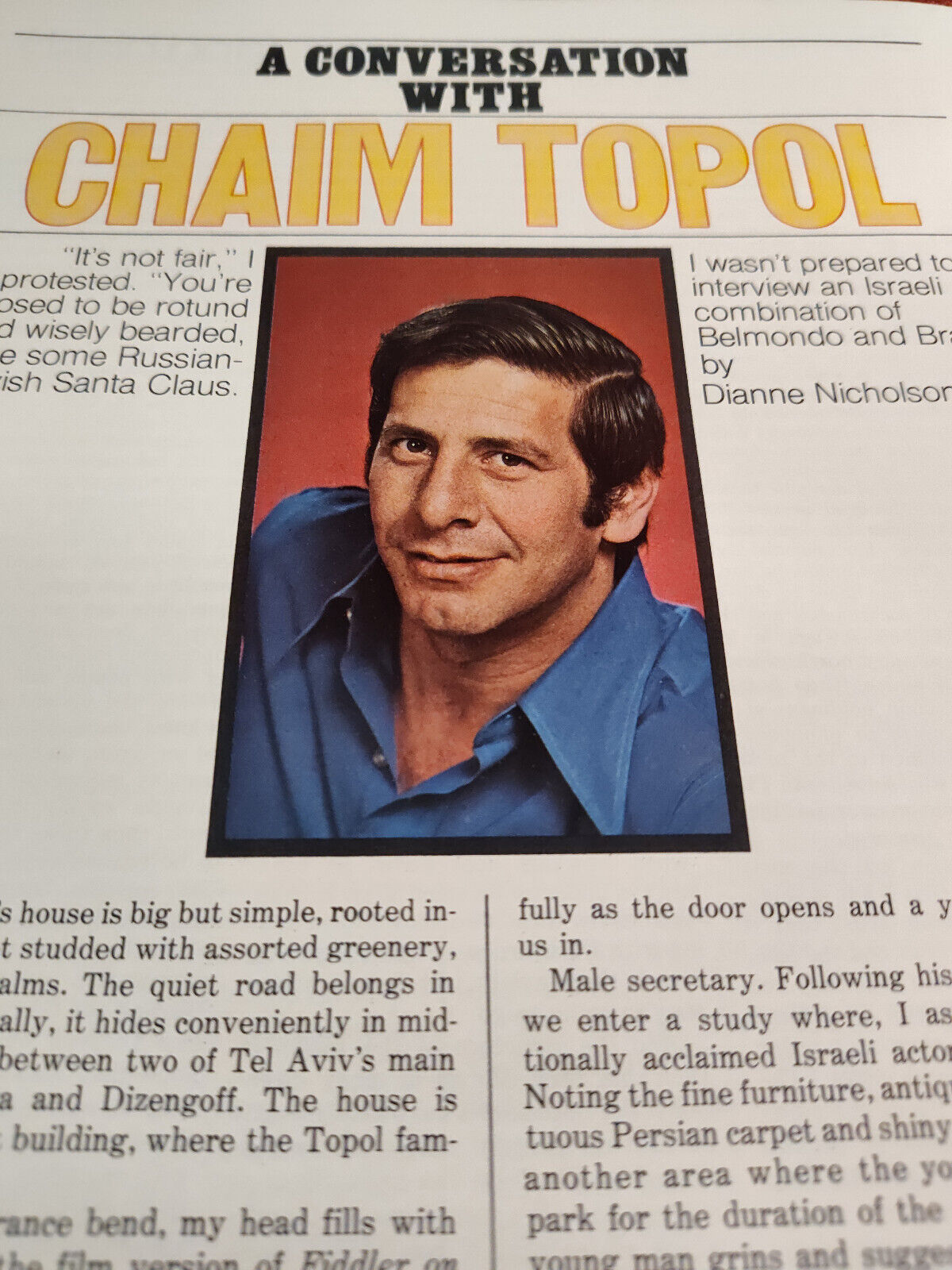 Vintage 1973 Article CHAIM TOPOL Interview article and photos