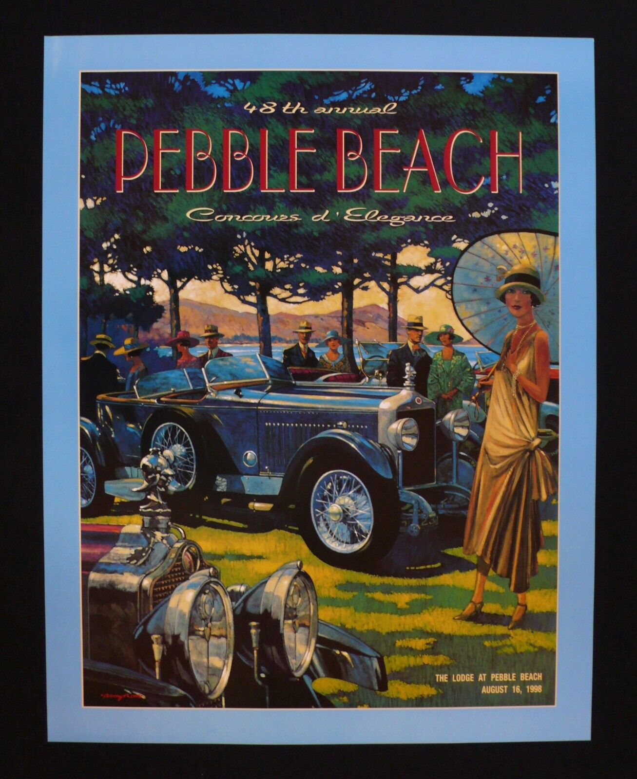 SIGNED 1998 Pebble Beach Concours Poster ##/75 MINERVA AKS TOURER Barry Rowe