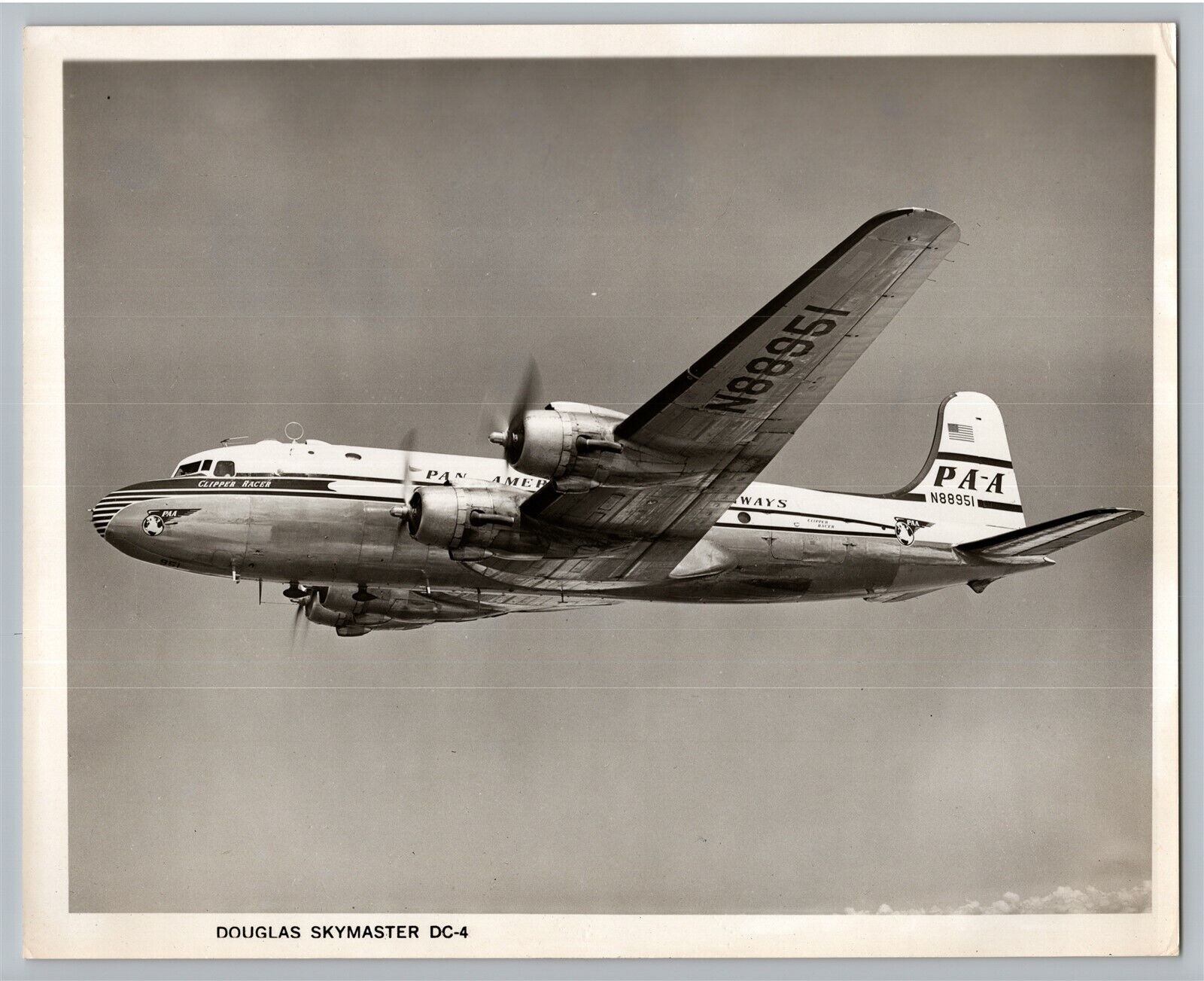 Pan Am Pan American World PAA Airways Douglas Skymaster DC-4 B&W 8x10 Photo C11