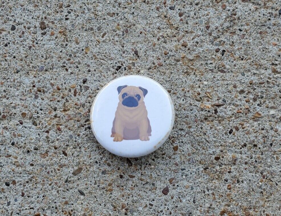 Small Chubby Pug Small Size Button Pin Pin Back Badge