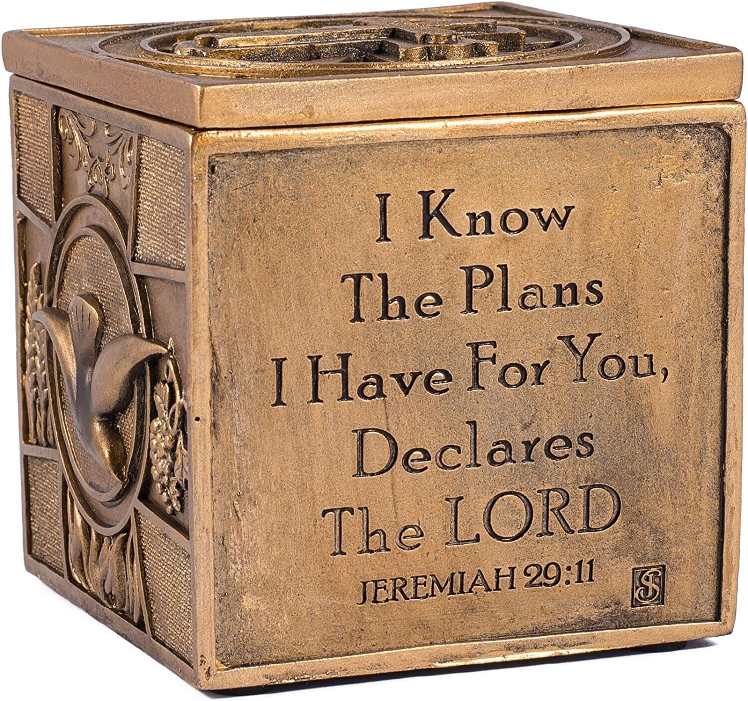 I Know the Plans I Have For You Jeremiah 29:11 3.5 Inch Bronze Keepsake Box