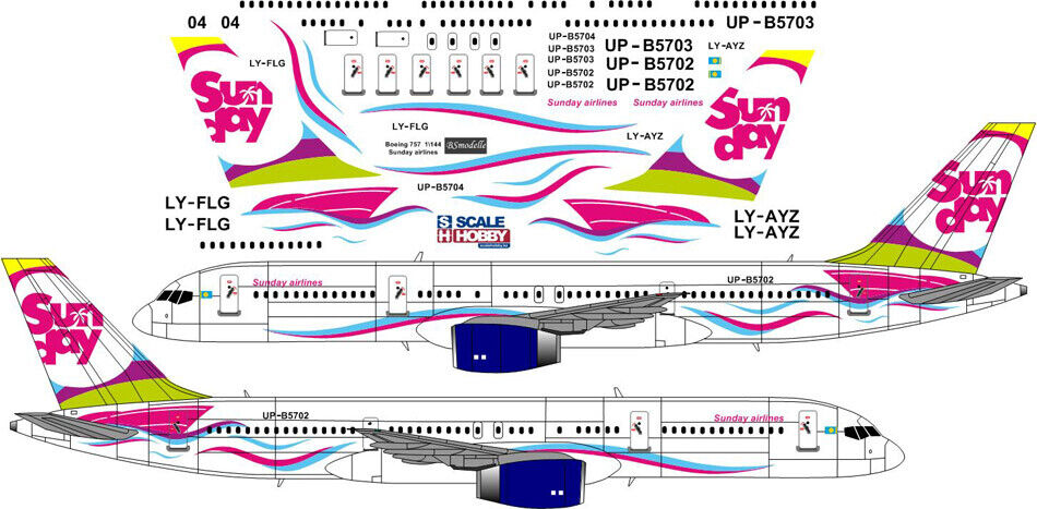 BSmodelle Boeing 757 Sun Day airlines decal scale 1\144
