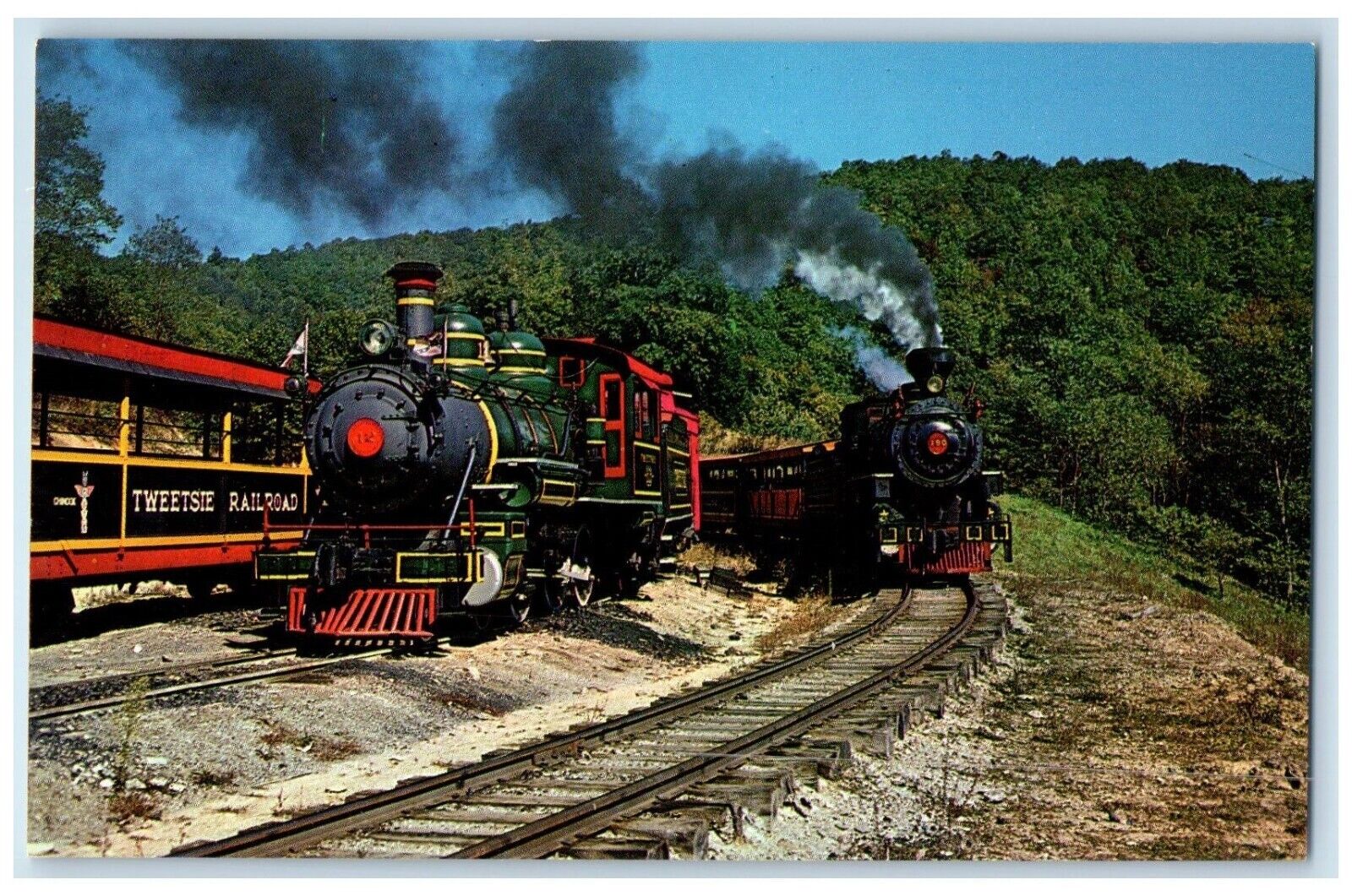 c1950's Tweetsie Railroad Train Blowing Rock North California NC Postcard