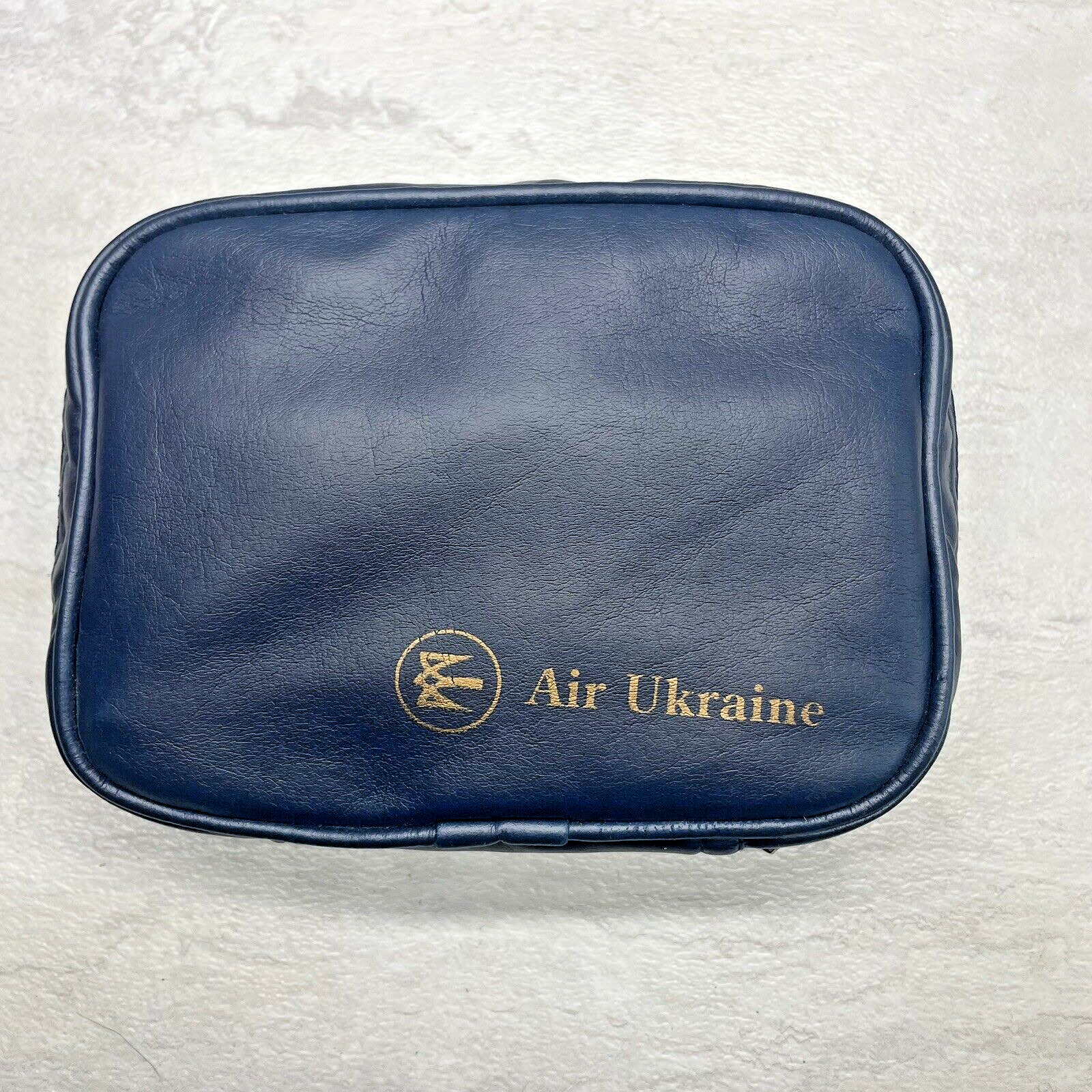 Air Ukraine Airline Flight Zippered Toiletry Bag Case - Navy Blue